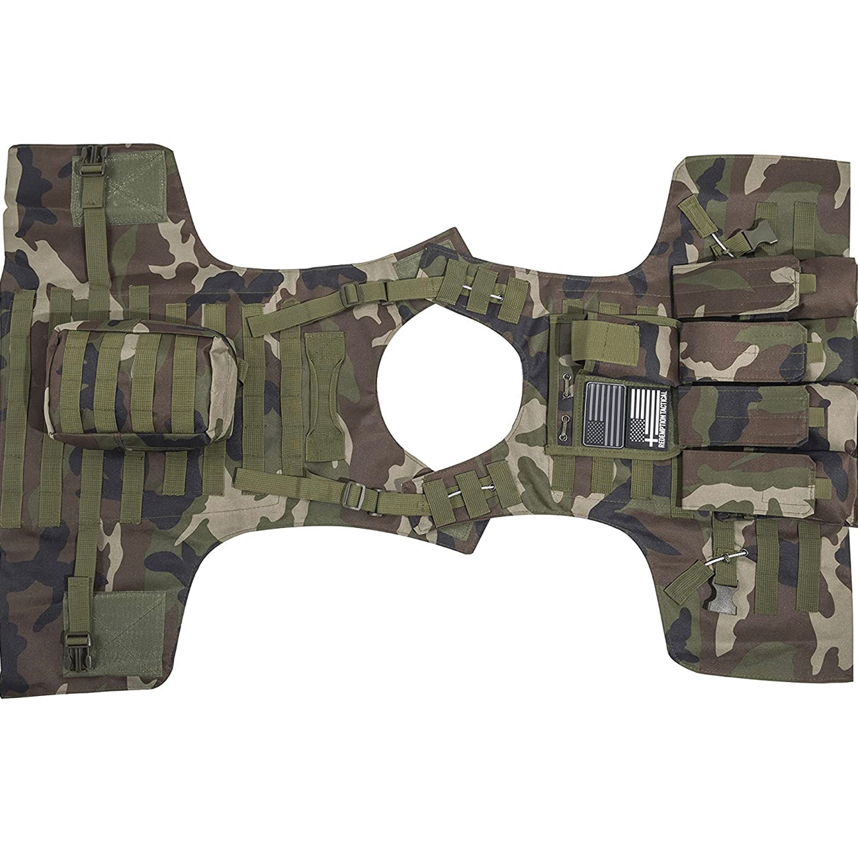 Kids Airsoft Tactical Plate Carrier Vest with Free US Flag Patch, Mil Spec 1000D Nylon PALS Molle Modular w/ 4 Mag Pouches, Side Pouch, Chest Mag Pouch